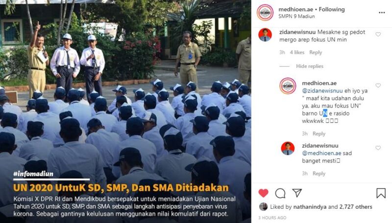 UN 2020 Ditiadakan, Begini Komentar Warganet Madiun