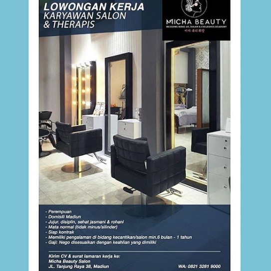 Loker Madiun Karyawan Salon dan Therapis Salon Di Micha Beauty Salon