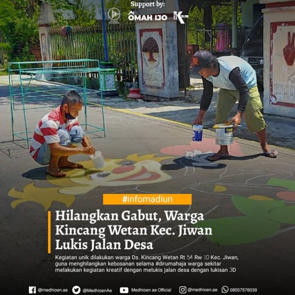 Hilangkan Kebosanan, Warga Desa Kincang Wetan Madiun Lukis Jalan