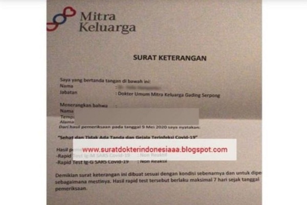 Walah, Surat Bebas Virus Corona Dijual Secara Online