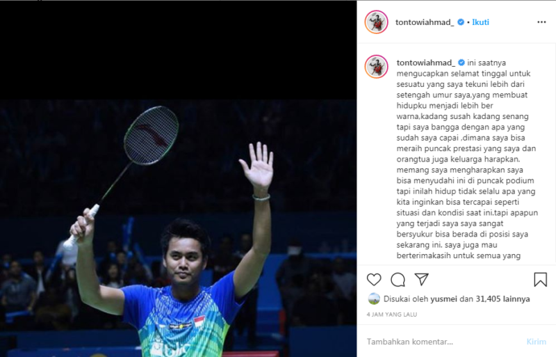 Susul Butet, Tontowi Ahmad Putuskan Gantung Raket