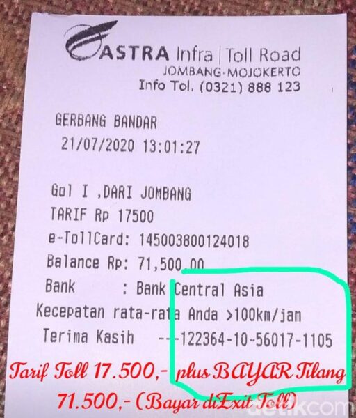 Foto Struk E-Toll Plus Denda Tilang Viral, Pengelola Tol Pastikan Hoaks