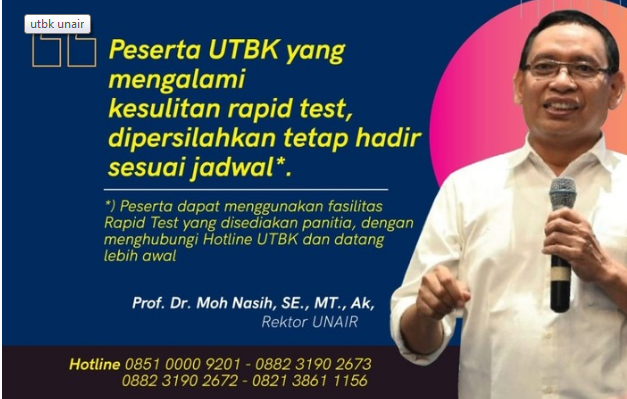 Unair Surabaya akan Fasilitasi Rapid Test bagi Peserta UTBK