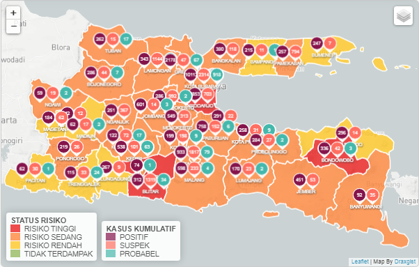 Tinggal 4 Daerah di Jatim yang Masih Zona Merah Covid-19