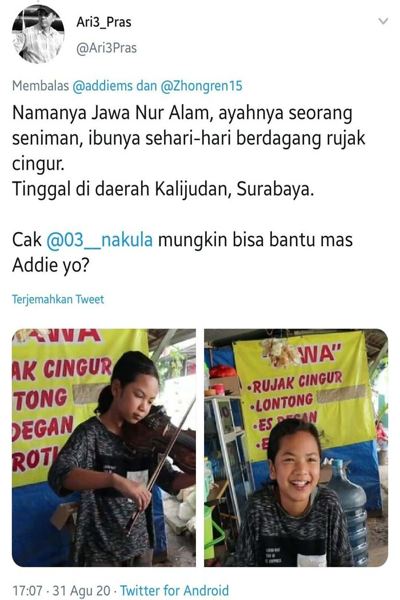 Wow! Remaja 13 Tahun di Surabaya Jago Mainkan Biola Sambil Gendong Anak Kecil