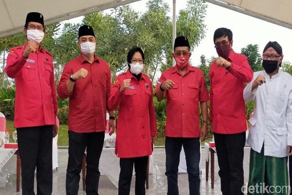Kantongi Rekomendasi PDIP, Eri-Armuji Langsung Deklarasi di Taman Harmoni Surabaya