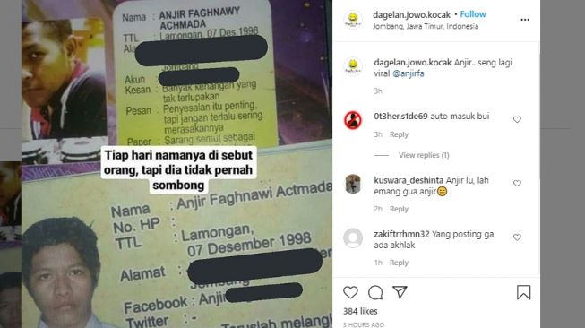 Pemuda Lamongan ini Mendadak Viral Karena Namanya...Anjir!