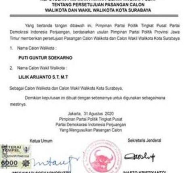 Surat Rekomendasi Soal Cawali Surabaya Bocor, Ini Kata PDIP Jatim