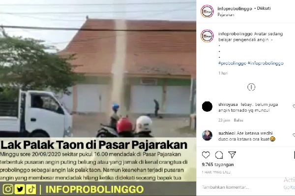 Ada Puting Beliung Muncul di Probolinggo Malah Jadi Tontonan