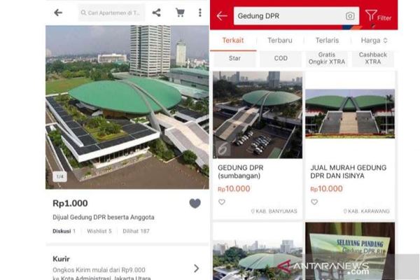 Gedung DPR Dijual di Lapak Online, Ini Respons Shopee dan Tokopedia