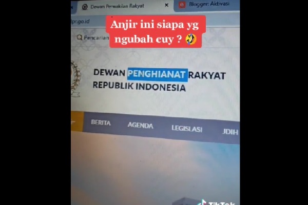 Gara-Gara Omnibus Law, Situs DPR Diretas Jadi Dewan Penghianat Rakyat