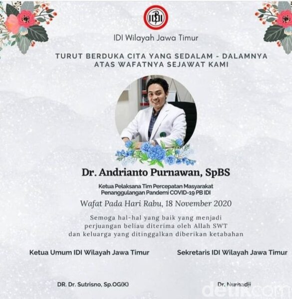 Lagi, Dokter RSU dr. Soetomo Surabaya Meninggal Positif Covid-19