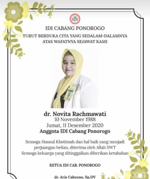 Hamil Tujuh Bulan, Dokter RS di Ponorogo Meninggal Positif Covid-19