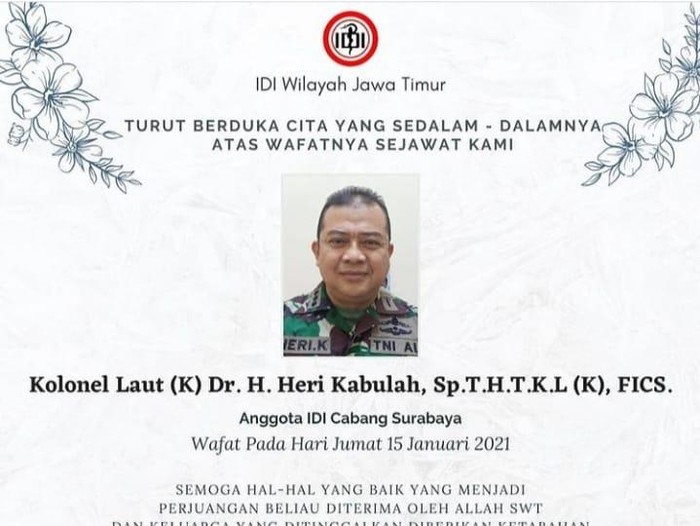 IDI Berduka Lagi, Dokter RSAL Surabaya Meninggal Terpapar Covid-19