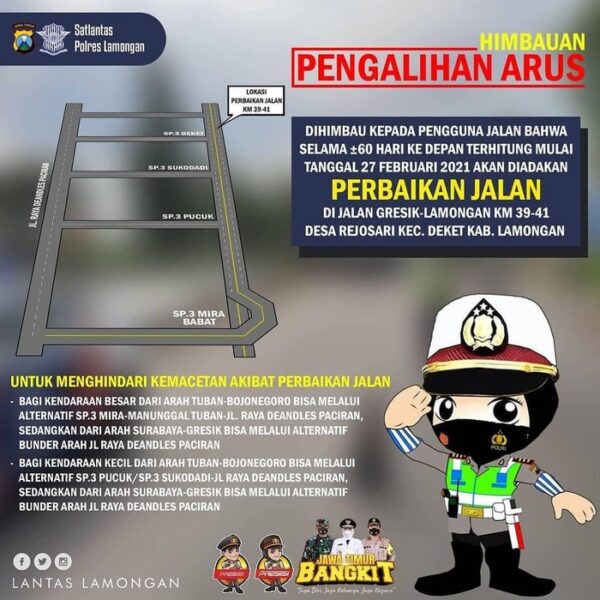 Jalan Nasional di Lamongan akan Diperbaiki 2 Bulan, Ingat Jalur Alternatifnya