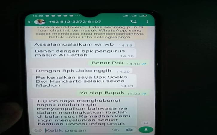 Waspada Lur! Penipuan Lewat WA Catut Nama Sekda Kota Madiun, Ini Modusnya