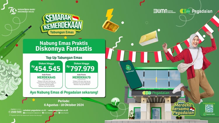 Pegadaian Geber Promo Tabungan Emas Sambut HUT RI, Ada Diskon Fantastis